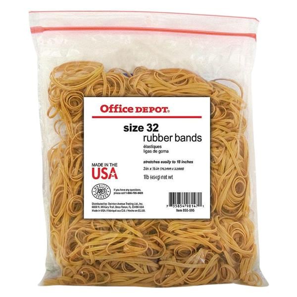 Office Depot Brand Rubber Bands #32 3" x 1/8" Crepe 1-Lb Bag 950/Pk