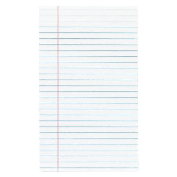 Jr. Glue-Top Writing Pads 5 in x 8 in Legal Ruled 50 Sheets White 12/Pk