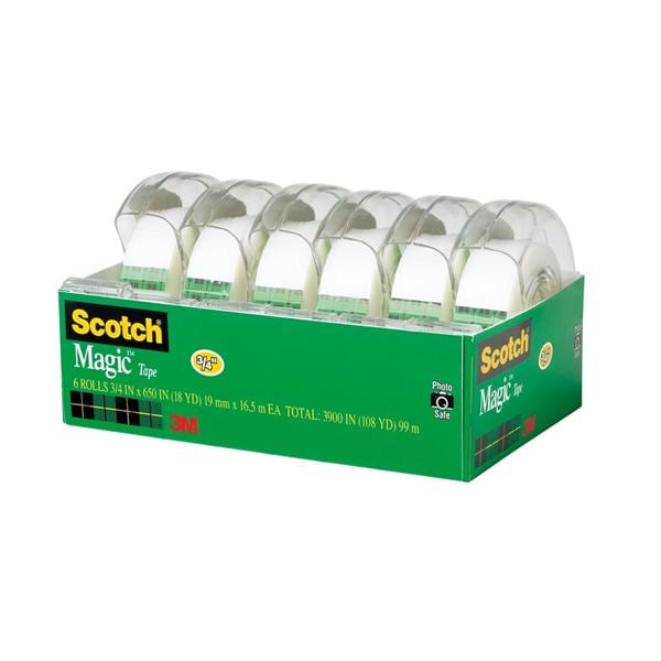 Scotch Magic Tape In Dispensers 3/4 in x 650 in 6/Pack 6/Pk
