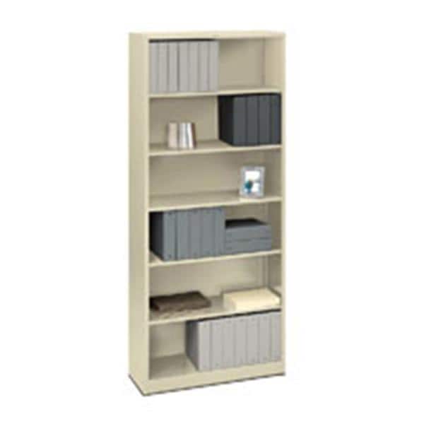 Steel Bookcase 6 Shelf 81.125 in x 34.5 in x 12.625 in Putty Ea