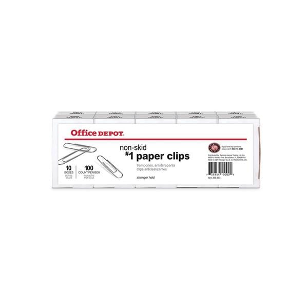 Paper Clips No. 1 Reg Silver Nonskid Finish 100 Clips/Box 10Bx/Pk