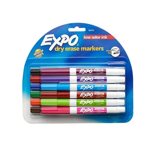 EXPO Low-Odor Dry-Erase Markers Fine Point Assorted 12/Pack 12/Pk