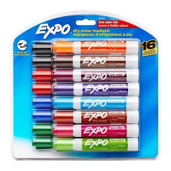 Low-Odor Dry-Erase Marker Chisel Point Assorted 16/Pack 16/Pk