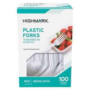 Highmark Medium-Length Polystyrene Forks 100/Pack 100/Pk