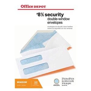 Double-Window Envelopes #8 5/8 in 3.625 in x 8.625 in Wht Gummed 500/Bx