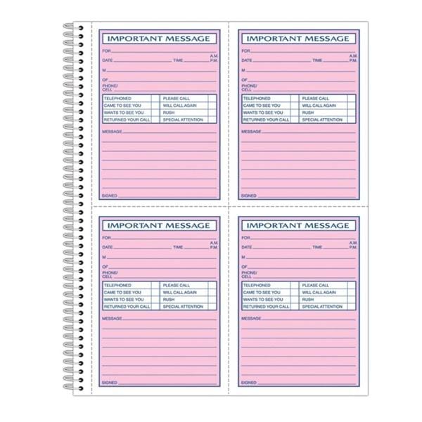 Adams Phone Message Book 11" x 8 1/4" Book Of 400 Messages Ea