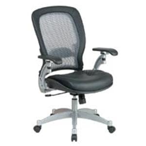 AirGrid High-Back Leather Chair Platinum Frame Black Leather 44x27.5 Ea