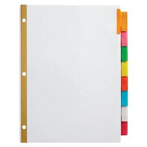 Insertable Dividers With Big Tabs White Assorted Colors 8-Tab 8/Pk