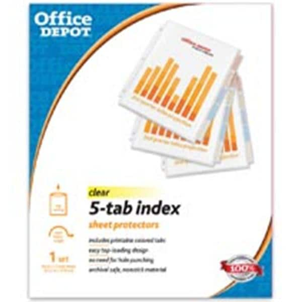 Office Depot Brand Tabbed Sheet Protectors 5-Tab Clear Ea