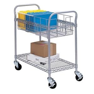 Safco Wire Mail Cart 38.5 in x 26.75 in x 18.75 in Metallic Gray Ea