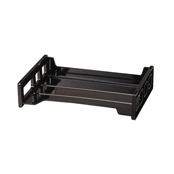 Ribbed Bottom Stackable Letter Tray Black Ea