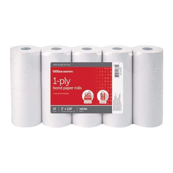 1-Ply Paper Rolls 3 in x 128 ft White 10/Pk