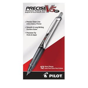 Precise V5 Rollerball Pens Extra Fine Point 0.5 mm Black 12/Pack 12/Pk