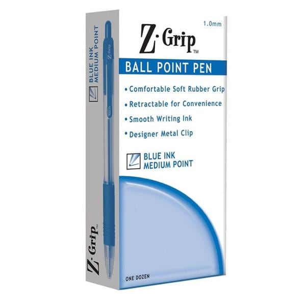 Z-Grip Ballpoint Pen Medium Point 1.0 mm Blue 12/Pack 12/Pk