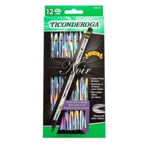 Ticonderoga Noir Black Wood Pencils #2 Soft Lead 12/Pack 12/Pk