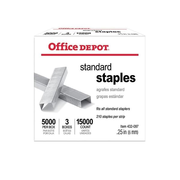 Office Depot Brand Standard Staples 1/4 in 3/Pack Boxes 3/Pk