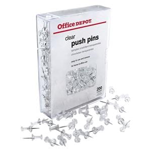 Office Depot Brand Pushpins Round 1/2 in Clear 200/Pack 200/Bx