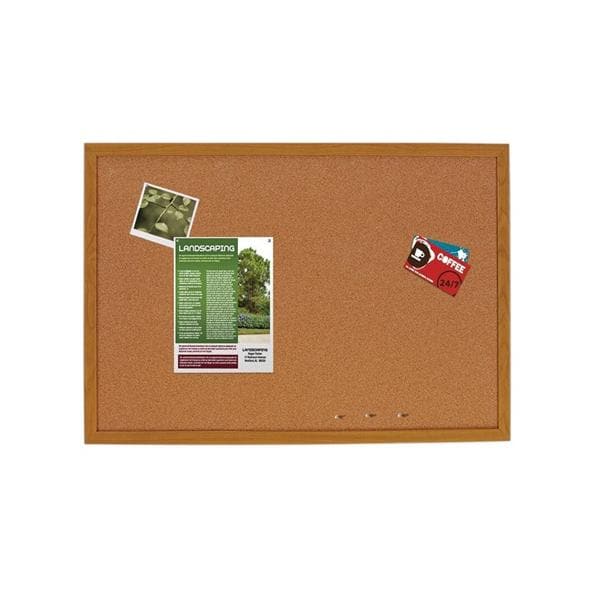 Foray Cork Bulletin Board Oak Finish Frame 24 in x 18 in Ea