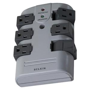 Belkin Wall-Mounted Surge Protector With 6 Rotating Outlets Ea