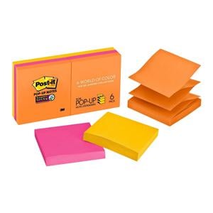 3 in x 3 in Sticky Pop-up Note Jewel Pop 90 Sheets/Pad 6/Pk