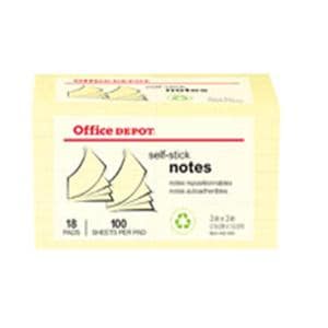 Self-Stick Notes 3 in x 3 in Yellow 100 Sheets/Pad 18/Pack 18/Pk