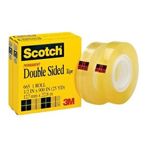 Scotch 665 Permanent Double-Sided Tape 1/2 in x 900 in 2/Pack 2/Pk