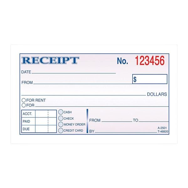 Adams Money/Rent Receipt Book 2-Part Carbonless 50 Sheets Ea