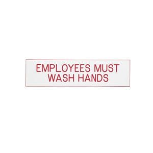 Acrylic Sign "Employees Must Wash Hands" White Sign Red Text Ea