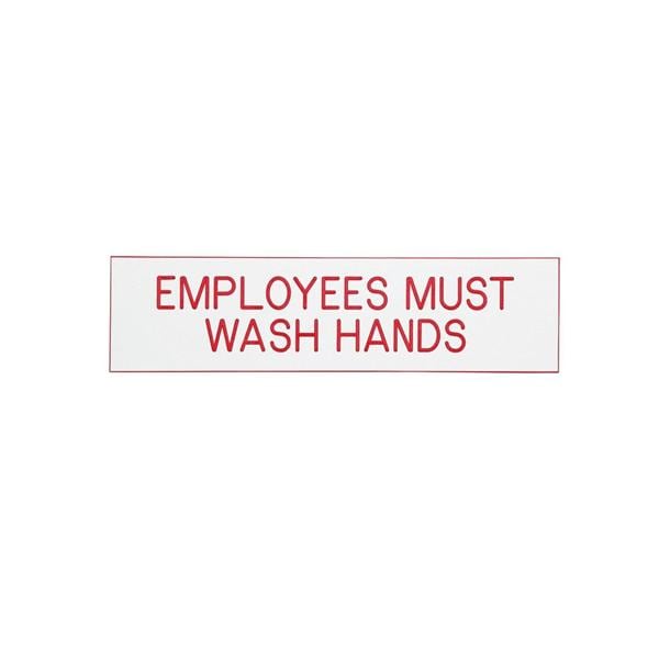 Acrylic Sign "Employees Must Wash Hands" White Sign Red Text Ea