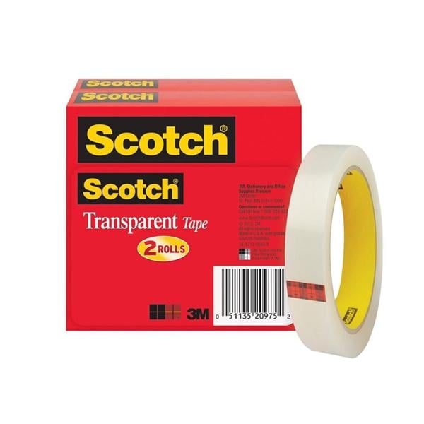 Scotch Transparent Tape 3 in Core 3/4 in x 2592 in 2/Pack 2/Pk