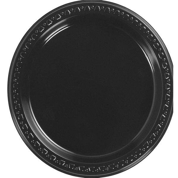 Huhtamaki Heavyweight Plastic Plates 9" Dia Black 125/Pk