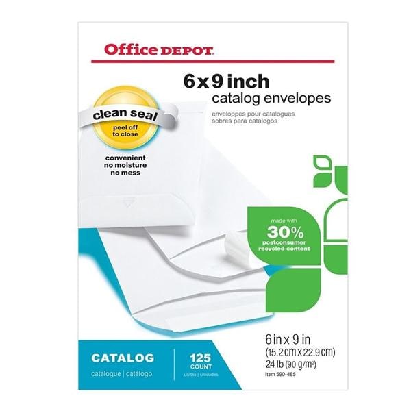 Clean Seal Catalog Envelopes 6 in x 9 in White 125/Pk