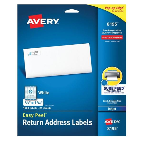 Avery White Laser Address Labels 2/3 in x 1 3/4 in 1500/Box 1500/Pk