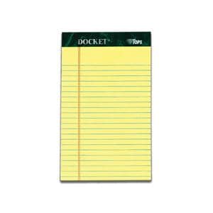 Tops Docket Perforated Legal Ruled Pad 5 in x 8 in 50 Shts Canary 8/Pk