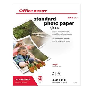 Standard Photo Paper Glossy 8.5 in x 11 in 7 Mil 100/Pack 100/Pk