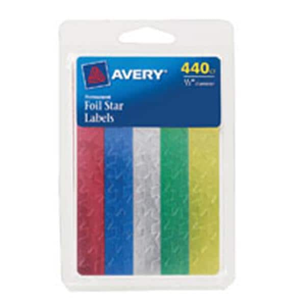 Avery Foil Stars Assorted Colors 1/2 in Dia 440/Pack 440/Pk
