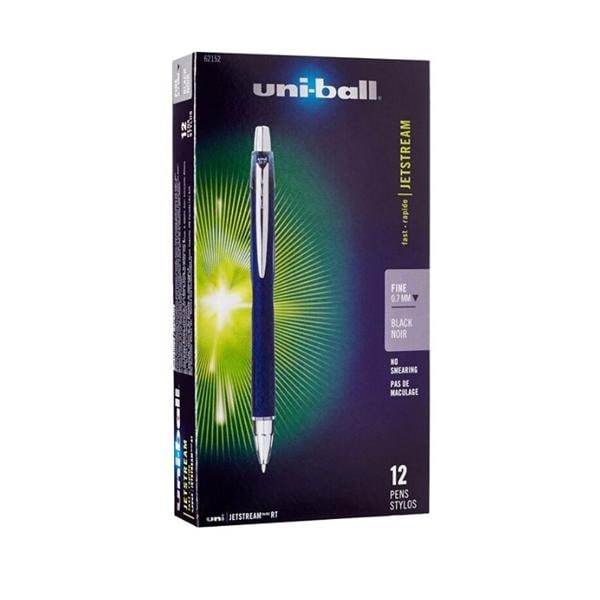 uni-ball Jetstream RT Ballpoint Pen Fine Point 0.7 mm Black 12/Pk