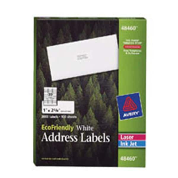 White Inkjet Laser Address Labels 1 in x 2 5/8 in 300/Pack 3000/Bx