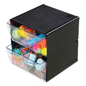 Deflect-O Stackable Cube With 4 Drawers 6 in x 6 in x 6 in Black Ea