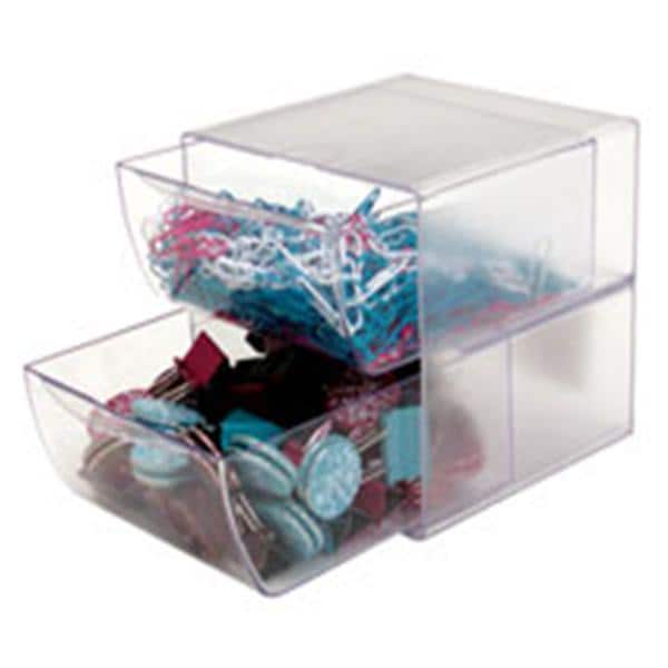 Deflect-O Stackable Cube With 2 Drawers 6 in x 6 in x 6 in Clear Ea