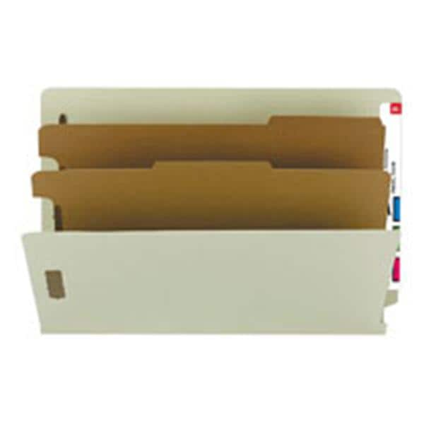 End-Tab Class Folder 25 pt Pressboard Legal Size Gry/Grn 10/Bx 10/Bx