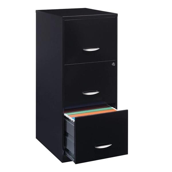 Realspace 3-Drawer Letter-Size Vertical File Cabinet Black Ea