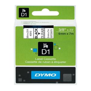 DYMO D1 40910 Black-On-Clear Tape 0.38" x 23' Ea