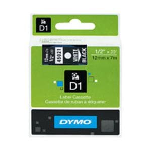 DYMO D1 45021 White-On-Black Tape 0.5" x 23' Ea