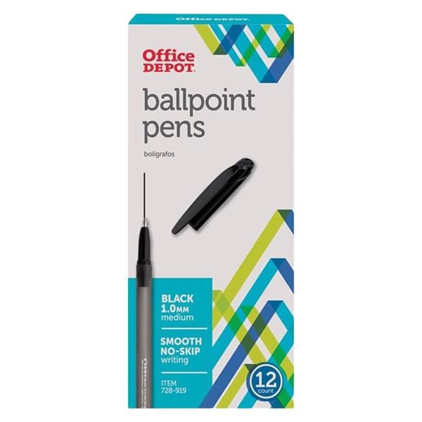 Tinted Ballpoint Stick Pens Medium Point 1.0 mm Black 12/Pack 12/Pk