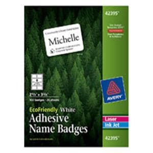 Avery EcoFriendly Name Badges 2 1/3 in x 3 3/8 in White 160/Pk