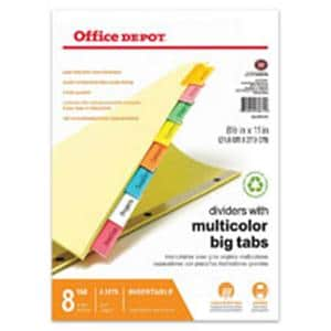 Insertable Dividers With Big Tabs Buff Assorted 8-Tab 4/Pack 4/Pk