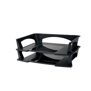 Stacking Desk Trays 3 in x 14 3/4 in x 9 1/4 in Black Ea