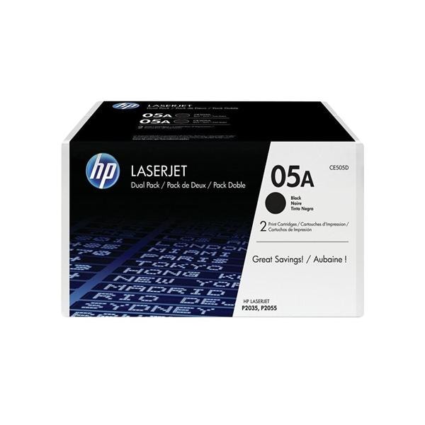 HP 05A Black Original Toner Cartridges (CE505A) 2/Pack 2/Pk