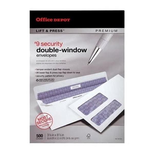 Lift & Press 2-Winow Envelope #9 3 7/8 in x 8 7/8 in Wht 500/Pack 500/Pk